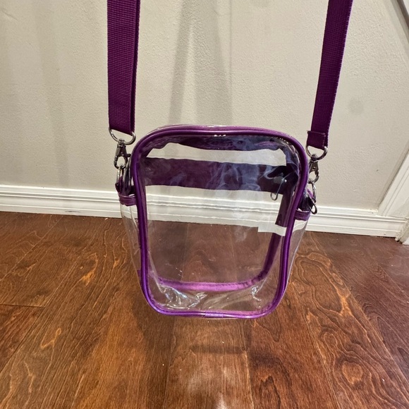 Transparent Clear Purple Crossbody Stadium Bag - Picture 4 of 4